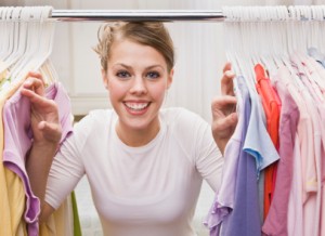 Woman looking through closet